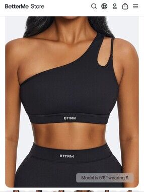 Better Me One-Shoulder Black Sports Bralette Size L
